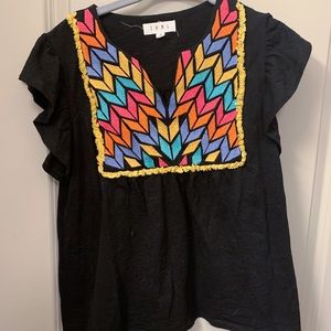 THML Black Embroidered Top